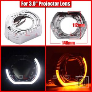 2.5/3.0 LED エンジェルアイズウィンカーシュラウドスイッチバックベゼルヘッドライトレンズ HELLA 3R G5/KOITO Q5/WST プロジェクターレンズ - 3.0 Silver C Cover