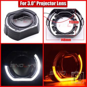 2.5/3.0 LED エンジェルアイズウィンカーシュラウドスイッチバックベゼルヘッドライトレンズ HELLA 3R G5/KOITO Q5/WST プロジェクターレンズ - 3.0 Black C Cover