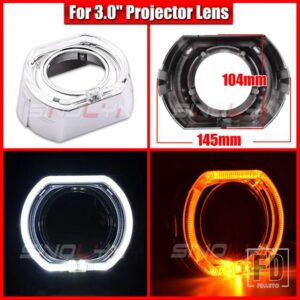 2.5/3.0 LED エンジェルアイズウィンカーシュラウドスイッチバックベゼルヘッドライトレンズ HELLA 3R G5/KOITO Q5/WST プロジェクターレンズ - 3.0 Silver D Cover