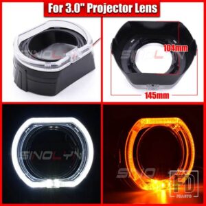 2.5/3.0 LED エンジェルアイズウィンカーシュラウドスイッチバックベゼルヘッドライトレンズ HELLA 3R G5/KOITO Q5/WST プロジェクターレンズ - 3.0 Black D Cover