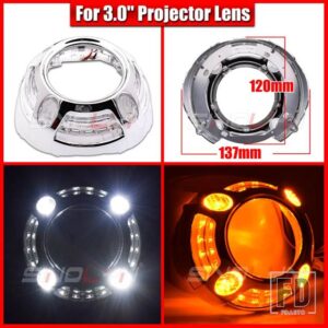 2.5/3.0 LED エンジェルアイズウィンカーシュラウドスイッチバックベゼルヘッドライトレンズ HELLA 3R G5/KOITO Q5/WST プロジェクターレンズ - 3.0 Silver E Cover