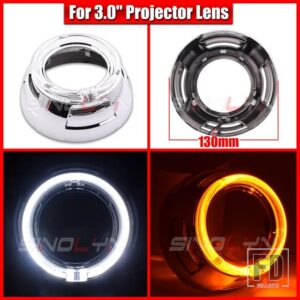 2.5/3.0 LED エンジェルアイズウィンカーシュラウドスイッチバックベゼルヘッドライトレンズ HELLA 3R G5/KOITO Q5/WST プロジェクターレンズ - 3.0 Silver F Cover