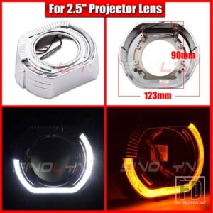 2.5/3.0 LED エンジェルアイズウィンカーシュラウドスイッチバックベゼルヘッドライトレンズ HELLA 3R G5/KOITO Q5/WST プロジェクターレンズ - 2.5 Silver A Cover