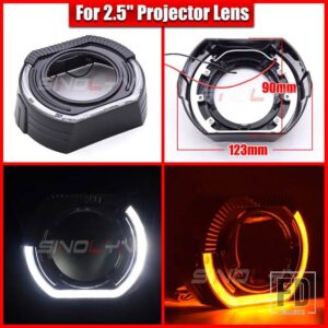 2.5/3.0 LED エンジェルアイズウィンカーシュラウドスイッチバックベゼルヘッドライトレンズ HELLA 3R G5/KOITO Q5/WST プロジェクターレンズ - 2.5 Black A Cover
