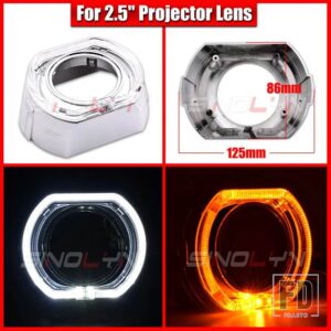 2.5/3.0 LED エンジェルアイズウィンカーシュラウドスイッチバックベゼルヘッドライトレンズ HELLA 3R G5/KOITO Q5/WST プロジェクターレンズ - 2.5 Silver B Cover