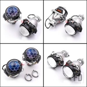 3インチバイキセノンレンズ H4 ヘッドライトハニカム HELLA 3R D2S D2H エッチングプロジェクターランプ RGB デビルアイライト - Honeycomb Lens