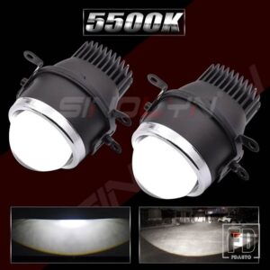 汎用 BI LED フォグランプ 10800LUX 3000K 5500K 3.0 インチ LED ライト HD フォグレンズプロジェクターカーアクセサリーレトロフィット - 6000K