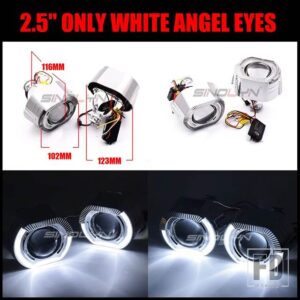 2.5/3.0 インチエンジェルアイズバイキセノンプロジェクターレンズヘッドライト H7 H4 LED ウィンカーライトライトカーアクセサリー - 2.5 Only White