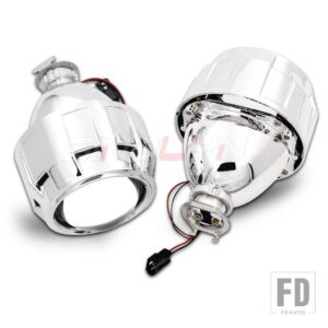 2.5インチ 8.0 バイキセノンレンズ H7 H4 9005 9006 ヘッドライト 2PCSMINI プロジェクター H1 ライトオートバイ カーアクセサリー - With Silver Shrouds