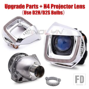 VW 高構成レトロフィットキットゴルフ 7 2013 ヘッドライトアップグレード DRL LED HELLA 3R G5 Q5 プロジェクターレンズ - With Blue H4 Lens