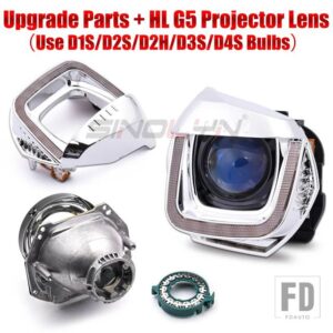 VW 高構成レトロフィットキットゴルフ 7 2013 ヘッドライトアップグレード DRL LED HELLA 3R G5 Q5 プロジェクターレンズ - With Blue HL G5