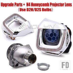VW 高構成レトロフィットキットゴルフ 7 2013 ヘッドライトアップグレード DRL LED HELLA 3R G5 Q5 プロジェクターレンズ - With Etching H4 Lens