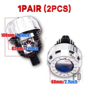 2.0 インチバイ LED エンジェルアイミニヘッドライトプロジェクターレンズ H4/H7/H11/H13/9004/9005/9006/9007 LED 車オートバイ 用 - 1 Pair With A Shroud