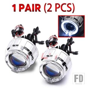 2.0 インチバイ LED エンジェルアイミニヘッドライトプロジェクターレンズ H4/H7/H11/H13/9004/9005/9006/9007 LED 車オートバイ 用 - 1 Pair With B Shroud