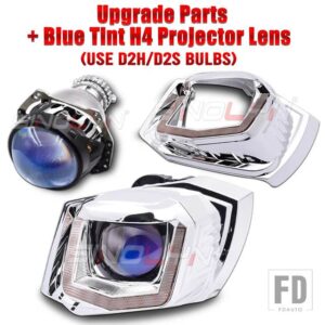 VW アップグレードキットポロ 6C 2014 ハロゲンヘッドライト U LED DRL D2S D2H バイキセノンプロジェクターレンズウィンカー HELLA 3R - With Blue H4 Lens
