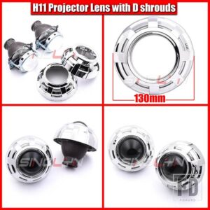 バイキセノンプロジェクターヘッドライトレンズ小糸 H11 LED/HID 3インチ金属小糸 Q5 レンズヘッドライトライトチューニング - With D Shrouds
