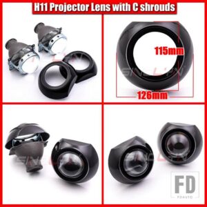 バイキセノンプロジェクターヘッドライトレンズ小糸 H11 LED/HID 3インチ金属小糸 Q5 レンズヘッドライトライトチューニング - With C Shrouds