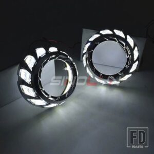 RGB LED エンジェルアイズスパイラルシュラウド回転ダイナミックアプリ制御シーケンシャルフローベゼル 3インチプロジェクターレンズ用 - COB Halo Shrouds
