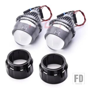 2.5インチバイ LED プロジェクターレンズ H7 H4 9005 9006 ヘッドライト LED ライトエンジェルアイズダイオードヘッドランプレンズアップグレー - With Black Shrouds