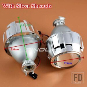 2.5インチバイキセノンレンズ H7 H4 ヘッドライトミニプロジェクターライトスーパー H1 HID レンズ車オートバイ アクセサリー - With Silver Shrouds