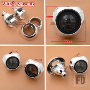 3インチバイキセノンプロジェクターレンズ H7 H4 ヘッドライトヘッドランプスーパー H1 HID ライトカーアクセサリーレトロフィットチューニング - With C Shrouds