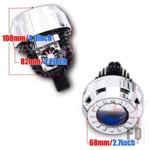 1.8 2.0 インチブルー BI LED プロジェクターレンズヘッドライト H7 H4 H1 9005 9006 9007 LED ライト自動車ライトオートバイ - 2.0 With Shrouds
