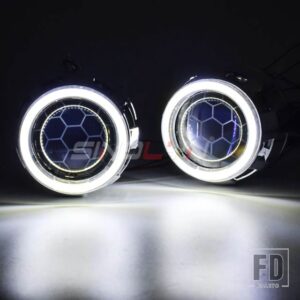バイキセノンヘッドライトレンズ 2.5 エンジェルアイハニカム H4/H7 ヘッドライト LED デビルアイ DRL チューニング H1 WST レンズ - Without Devil Eyes