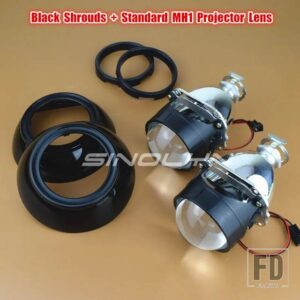 2.5インチバイキセノンレンズヘッドライト H7 H4 アイリスプロジェクターライト H1 HID レンズヘッドランプカーアクセサリーのアップグレード - Black Standard MH1