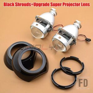 2.5インチバイキセノンレンズヘッドライト H7 H4 アイリスプロジェクターライト H1 HID レンズヘッドランプカーアクセサリーのアップグレード - Black Upgrade Super
