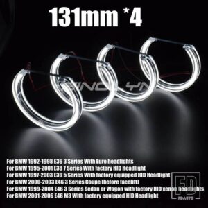BMW LED エンジェルアイハローリング 3 5シリーズ E46 M3/E39/E36/E38 ヘッドライト DRL アクリル DTM スタイルライトウィンカーライト - Only 131mm(W)