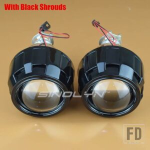 2.5インチバイキセノンミニプロジェクターレンズヘッドライト H7 H4 ライト H1 HID 虫眼鏡レンズカーアクセサリー DIY - With Black Shrouds