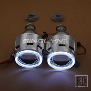 2.5インチバイキセノンプロジェクターレンズヘッドライト H7 H4 エンジェルアイズ DRL ライトミニヘッドランプカーアクセサリースタイリング - Only White