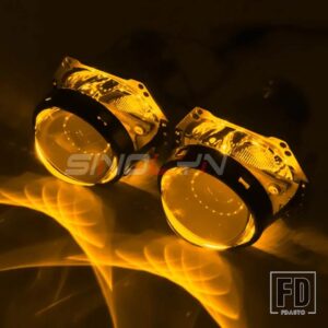D1S D2S D3S D4S レンズ HELLA 3R バイキセノンプロジェクターライトヘッドライト 3インチ RGB デビルアイライトカーアクセサリー - With Yellow Devil