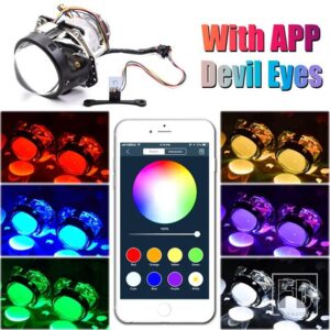 D1S D2S D3S D4S レンズ HELLA 3R バイキセノンプロジェクターライトヘッドライト 3インチ RGB デビルアイライトカーアクセサリー - With RGB Devil