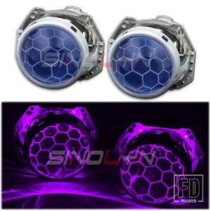 レンズ HELLA 3R G5 5R ヘッドライト BIXENON デビルアイ HID プロジェクターハニカムサッカーブルーレンズレトロフィット D1S D2S D3S D4S - With Purple Devil