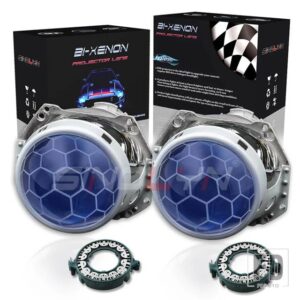 レンズ HELLA 3R G5 5R ヘッドライト BIXENON デビルアイ HID プロジェクターハニカムサッカーブルーレンズレトロフィット D1S D2S D3S D4S - Without Devil Eyes