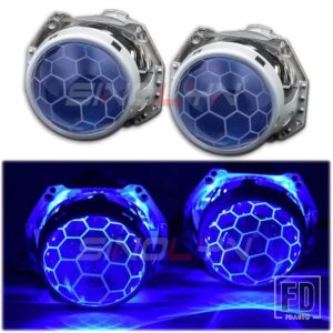 レンズ HELLA 3R G5 5R ヘッドライト BIXENON デビルアイ HID プロジェクターハニカムサッカーブルーレンズレトロフィット D1S D2S D3S D4S - With Blue Devil