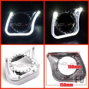 プロジェクターベゼル LED エンジェルアイシュラウド HELLA/小糸 Q5 レンズ 3.0 インチカバーバイキセノンヘッドライトレンズ DRL ベゼル - F Shrouds