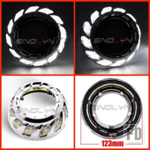 プロジェクターベゼル LED エンジェルアイシュラウド HELLA/小糸 Q5 レンズ 3.0 インチカバーバイキセノンヘッドライトレンズ DRL ベゼル - I Shrouds