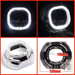 プロジェクターベゼル LED エンジェルアイシュラウド HELLA/小糸 Q5 レンズ 3.0 インチカバーバイキセノンヘッドライトレンズ DRL ベゼル - D Shrouds