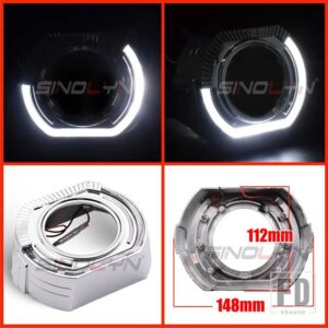 プロジェクターベゼル LED エンジェルアイシュラウド HELLA/小糸 Q5 レンズ 3.0 インチカバーバイキセノンヘッドライトレンズ DRL ベゼル - E Shrouds