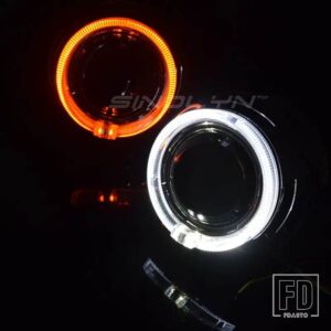3.0 インチバイキセノンレンズヘッドライト H7 H4 エンジェルアイズウインカー H1 HID プロジェクターライトカーアクセサリーチューニング - White Yellow