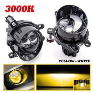トヨタ 3インチバイ LED フォグランプ カローラ/ヤリス/ハイラックス/RAV 4/ランドクルーザー/カムリ双曲面フォグレンズ LED 車ライトプロジェ - 3000K Yellow White
