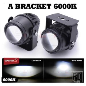 汎用 2.0 インチミニ BI LED フォグランプ 3000K 6000K 35 ワット LED フォグレンズダイオードスポットライト防水カーアクセサリー - A Bracket 6000K