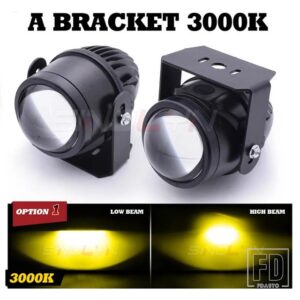 汎用 2.0 インチミニ BI LED フォグランプ 3000K 6000K 35 ワット LED フォグレンズダイオードスポットライト防水カーアクセサリー - A Bracket 3000K