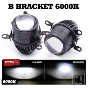 汎用 2.0 インチミニ BI LED フォグランプ 3000K 6000K 35 ワット LED フォグレンズダイオードスポットライト防水カーアクセサリー - B Bracket 6000K