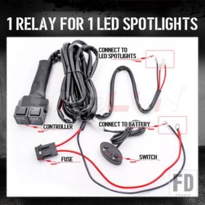 240 ワット配線制御スイッチリレーハーネスバイ LED フォグライト LED スポットライト PTF 自動車用 オフロード車 12V ケーブル - For 1 Spotlight