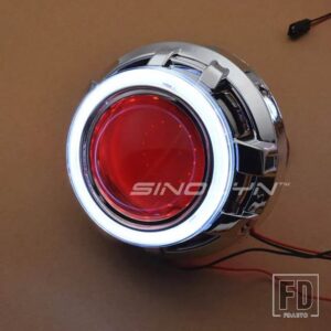 3.0 インチバイキセノンレンズヘッドライト H7 H4 エンジェルアイズプロジェクター DRL ライトフルキットハローヘッドランプカーアクセサリー - White-Red