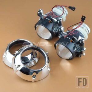 2.5インチバイキセノンプロジェクターレンズ H4 ヘッドライト D2S D2S HID/LED ヘッドランプレンズカーアクセサリーチューニングレトロフィット - With Shrouds