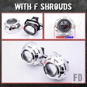 3.0 インチバイ LED ライト HELLA 3R G5 ヘッドライトプロジェクターレンズエンジェルアイズ LED レンズ 110 ワット 6000 18K - With F Shrouds